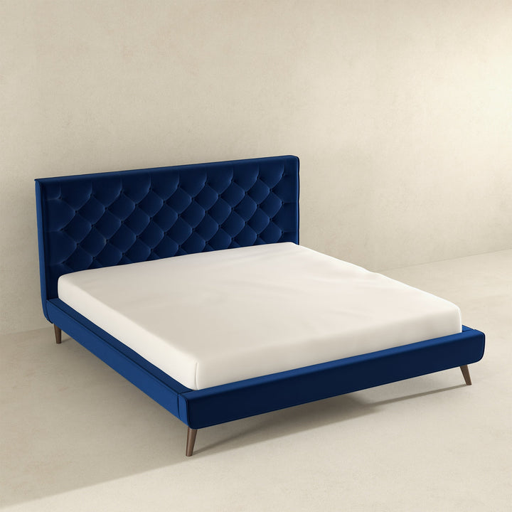 The Dillon Blue Velvet Platform Bed (King Size) Era and Style Inspired Home Décor 6