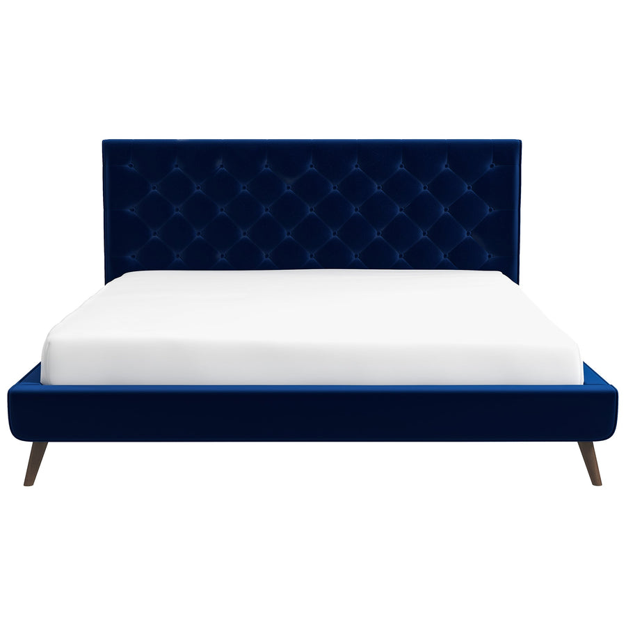 The Dillon Blue Velvet Platform Bed (King Size) Era and Style Inspired Home Décor 1