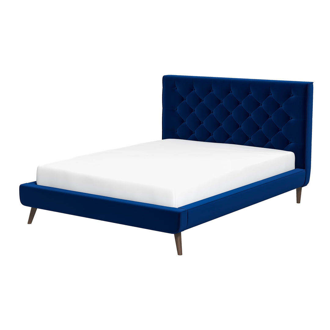 The Dillon Blue Velvet Platform Bed (Queen Size) Era and Style Inspired Home Décor 7