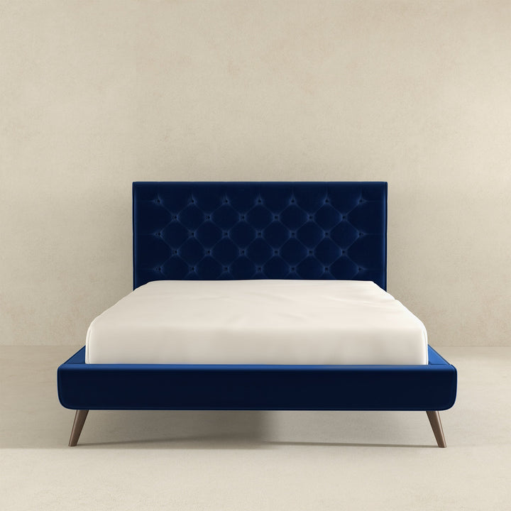 The Dillon Blue Velvet Platform Bed (Queen Size) Era and Style Inspired Home Décor 5