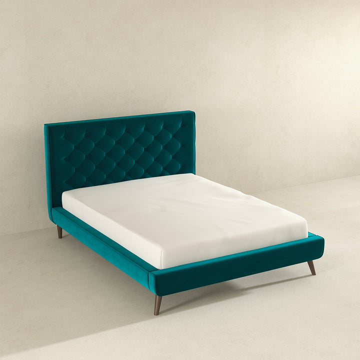 The Dillon Teal Velvet Platform Bed(Queen Size) Era and Style Inspired Home Décor 2