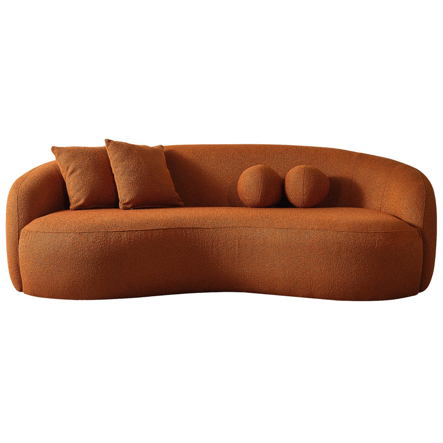 The Drake Burnt Orange Japandi Style Curvy Boucle Sofa Era and Style Inspired Home Décor 1