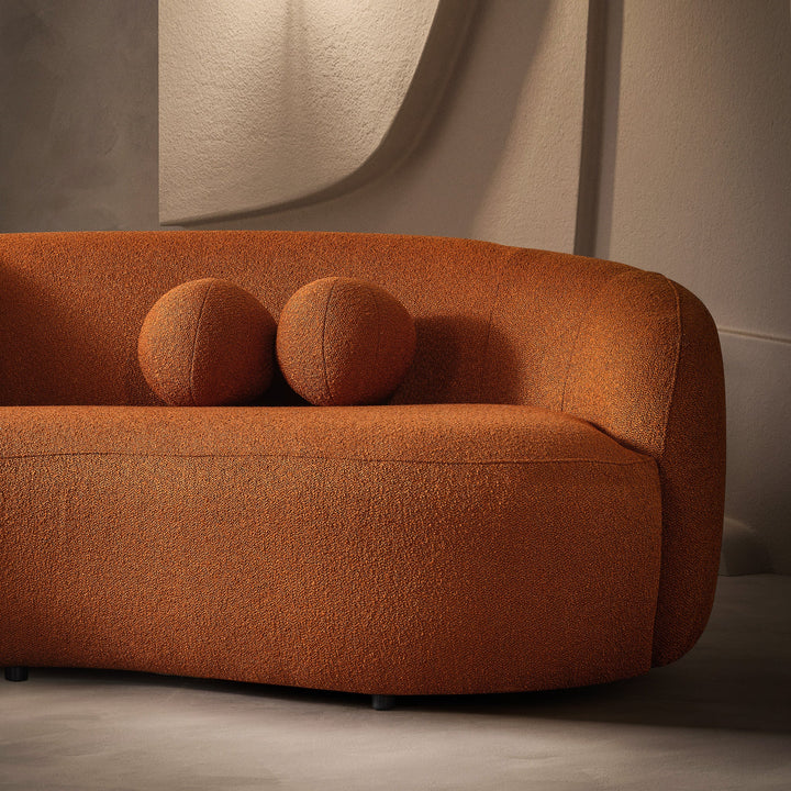 The Drake Burnt Orange Japandi Style Curvy Boucle Sofa Era and Style Inspired Home Décor 4