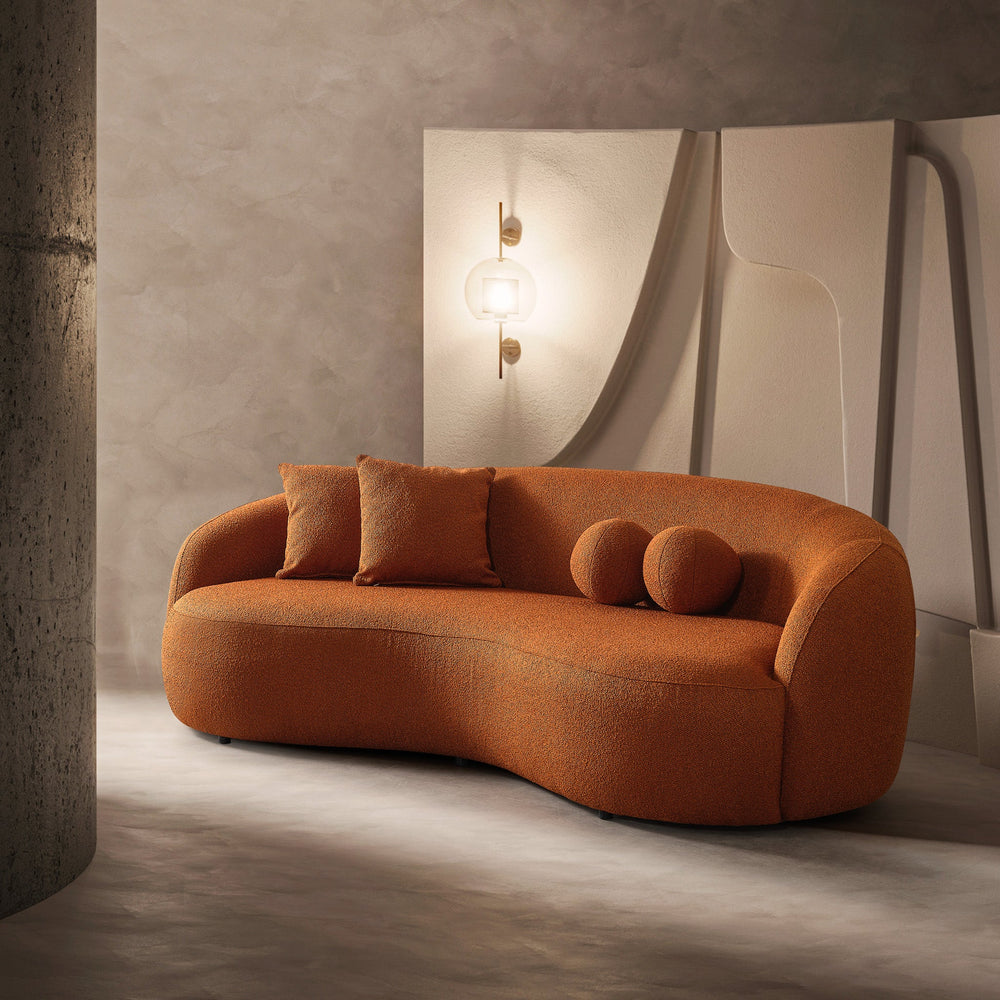 The Drake Burnt Orange Japandi Style Curvy Boucle Sofa Era and Style Inspired Home Décor 3