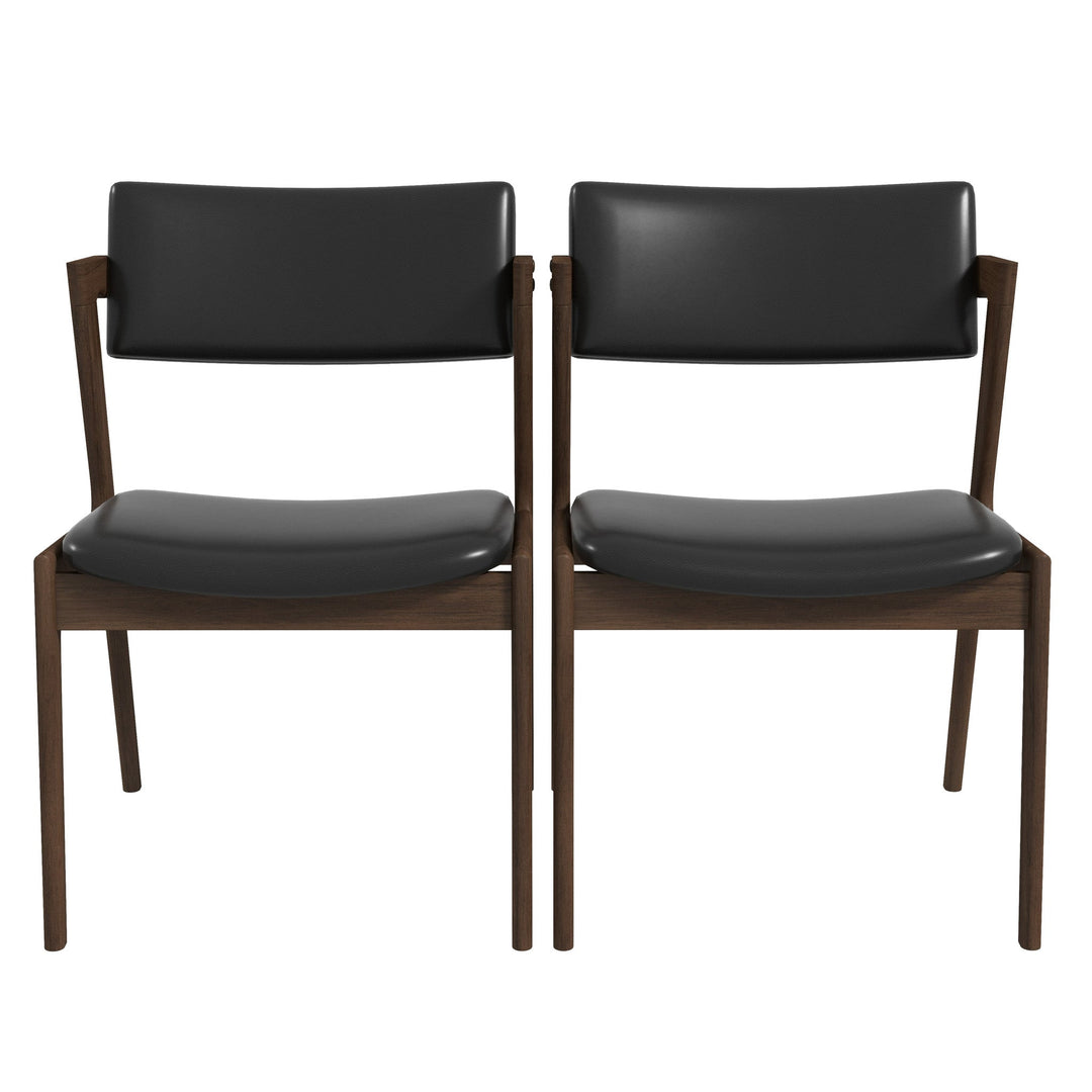 The Edwin Mid Century Modern Black Vegan Leather Dining Chair (Set Of 2) Era and Style Inspired Home Décor 1