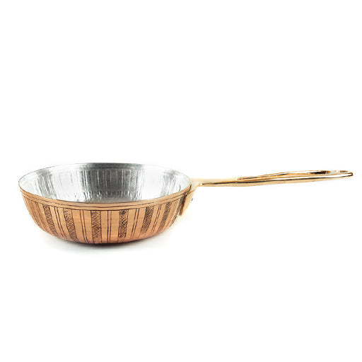 Copper Frying Pan with Lines Decor 9"