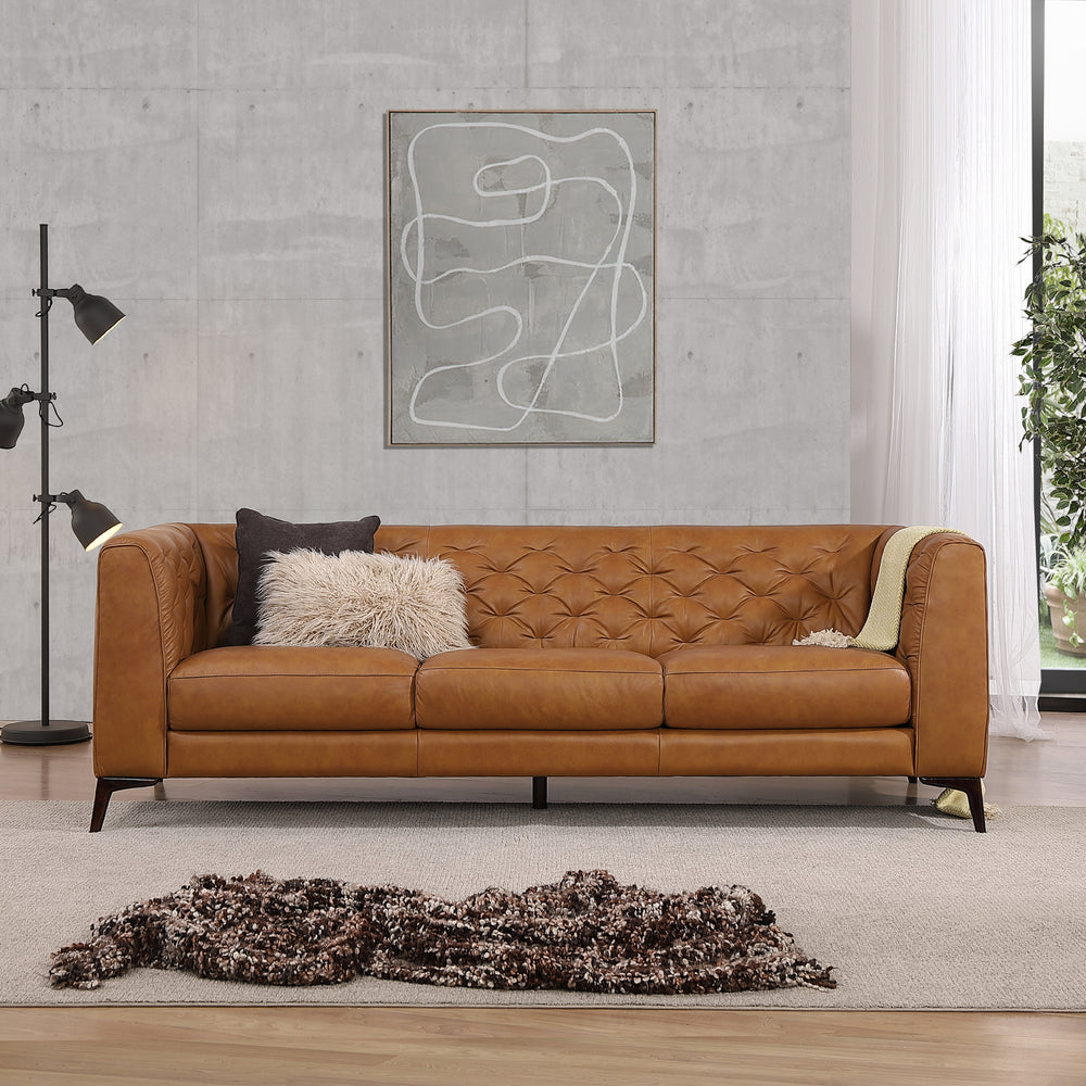 The Fargo Tan Leather Sofa Era and Style Inspired Home Décor 2