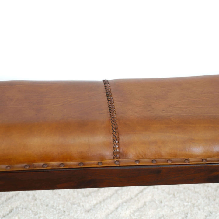 The Chad Mid Century Modern Tan Leather Bench Era and Style Inspired Home Décor 3