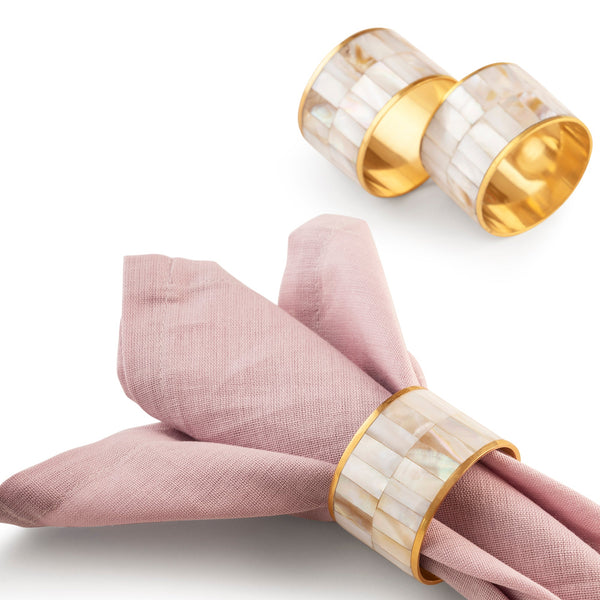 Exquisite Mother of Pearl Napkin Rings, Set of 6