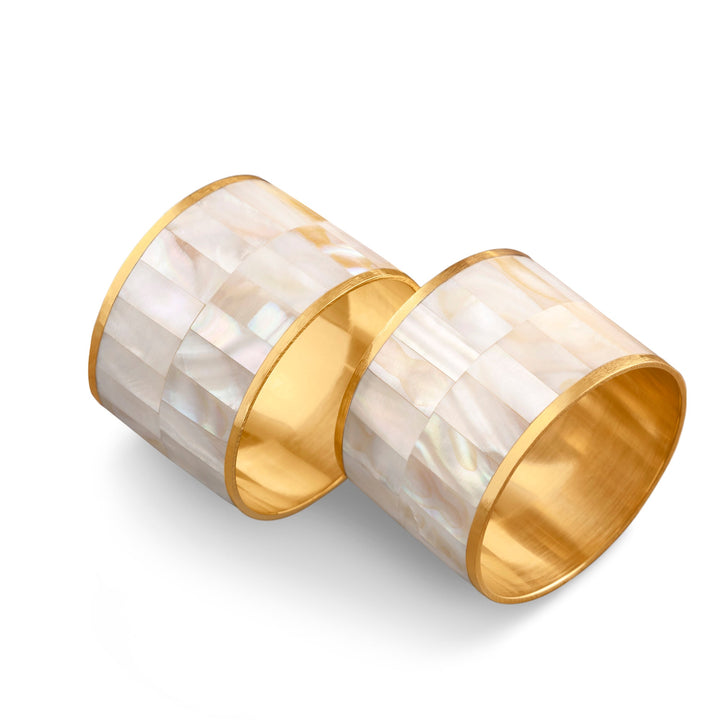 Exquisite Mother of Pearl Napkin Rings, Set of 6