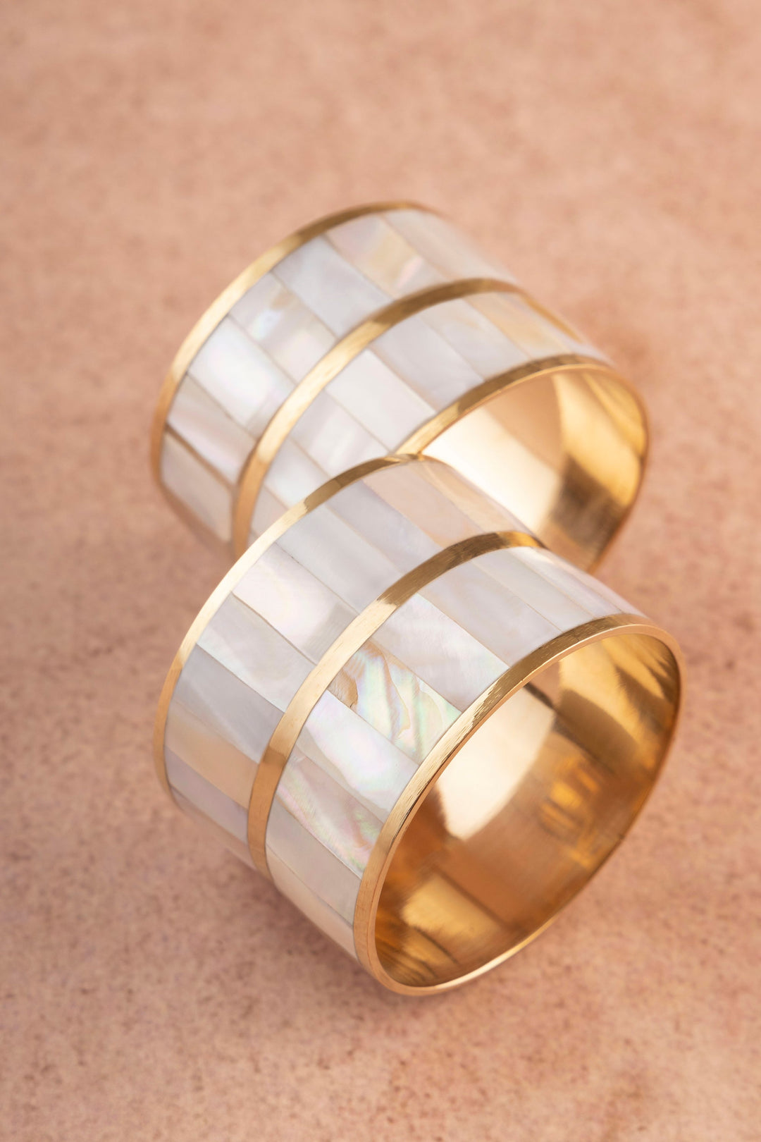 Primrose White Pearl Napkin Rings, Set of 6 by GAURI KOHLI