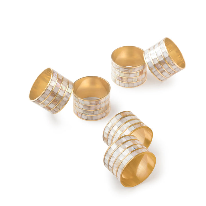 Jardin White Pearl Napkin Rings, Set of 6