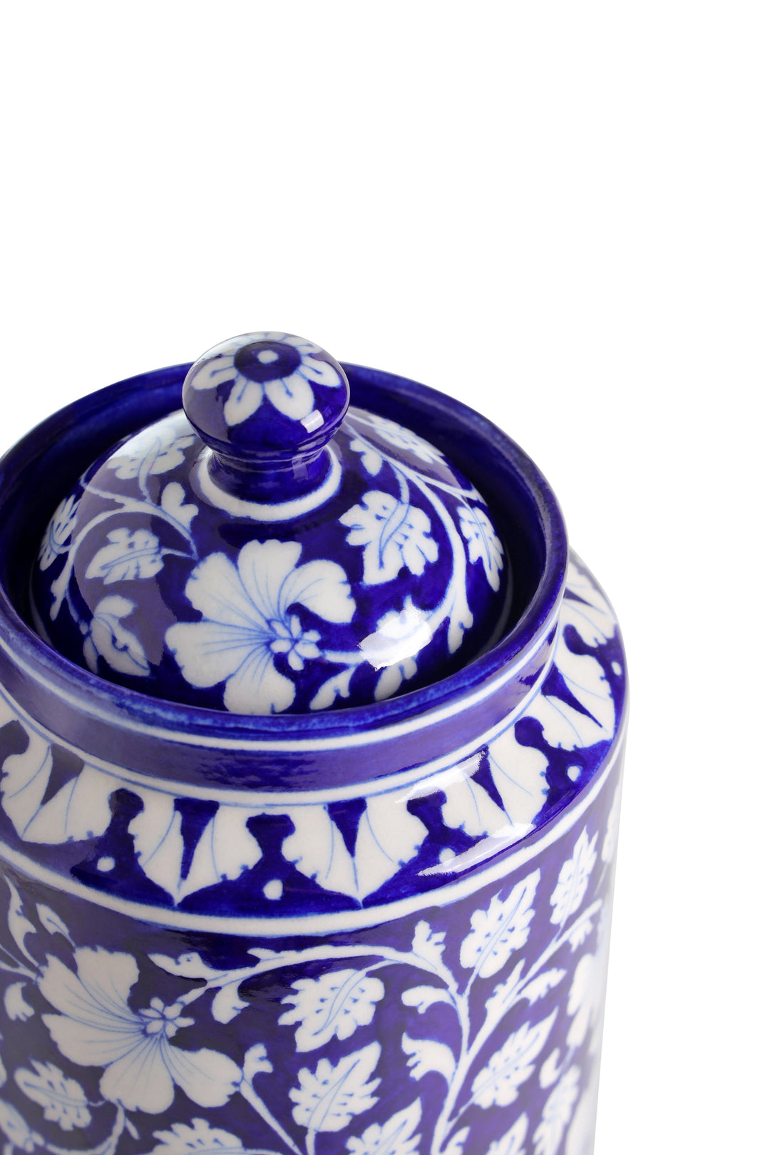 Artisan Crafted Blue Pottery Canister