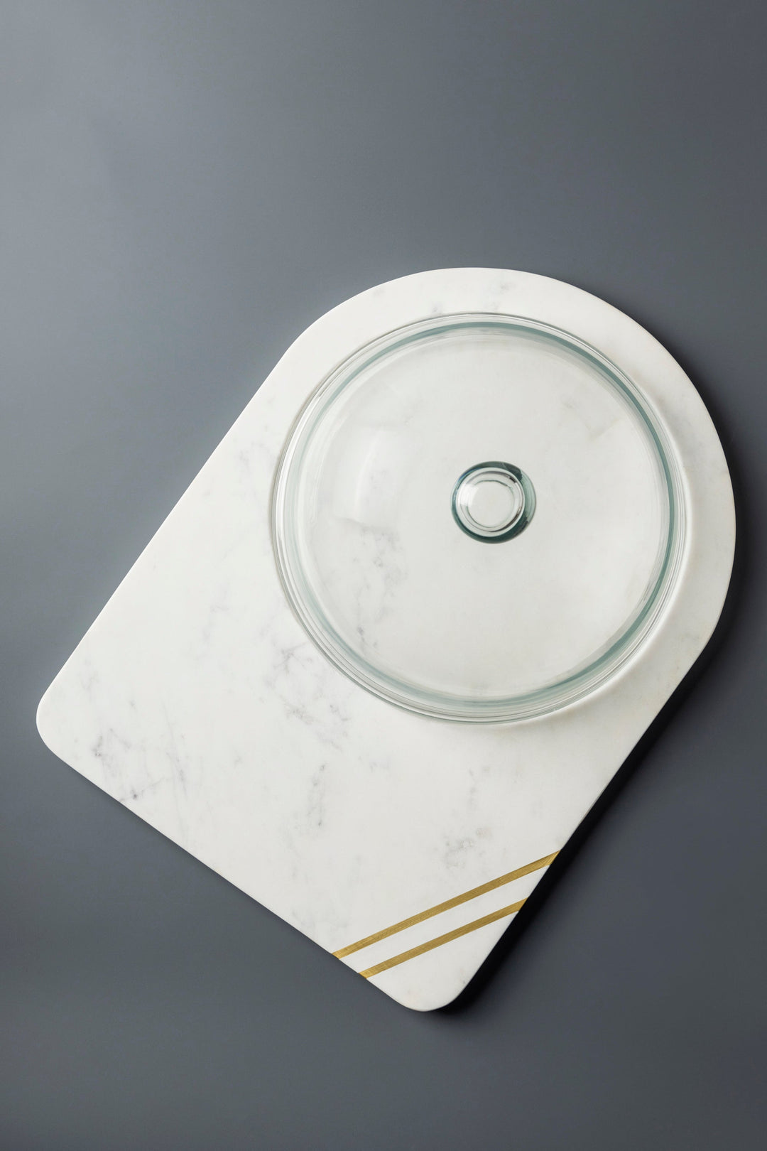 Handmade Marble Cheese Tray with Glass Dome