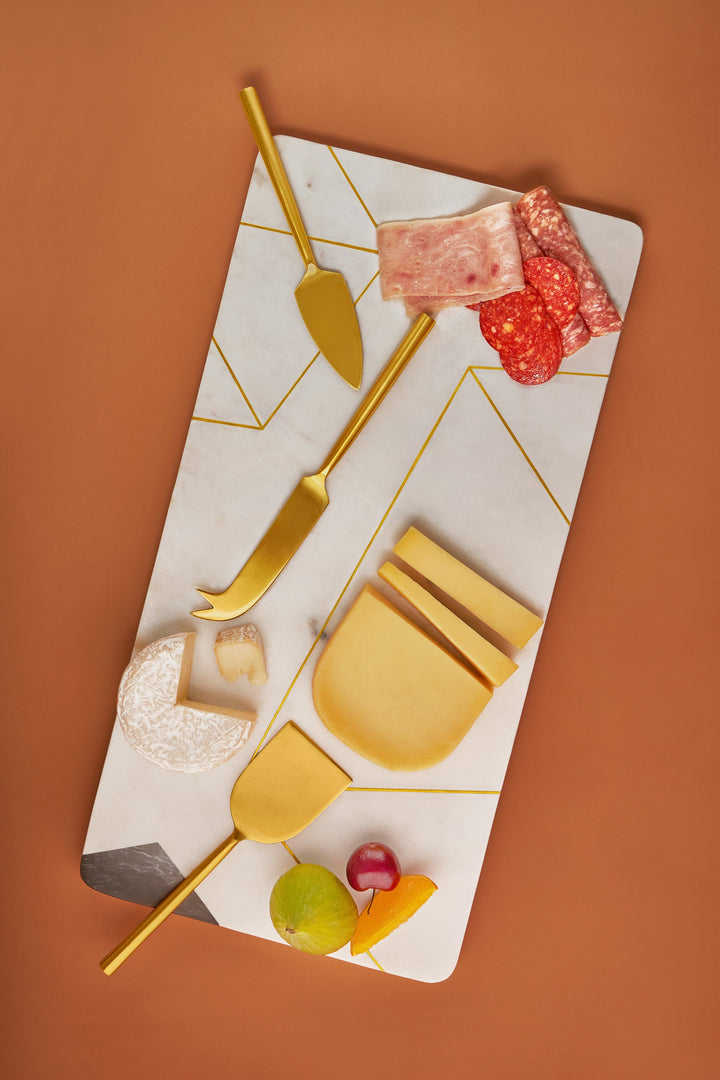 Moonlight Marble Serving Board with Knives by GAURI KOHLI