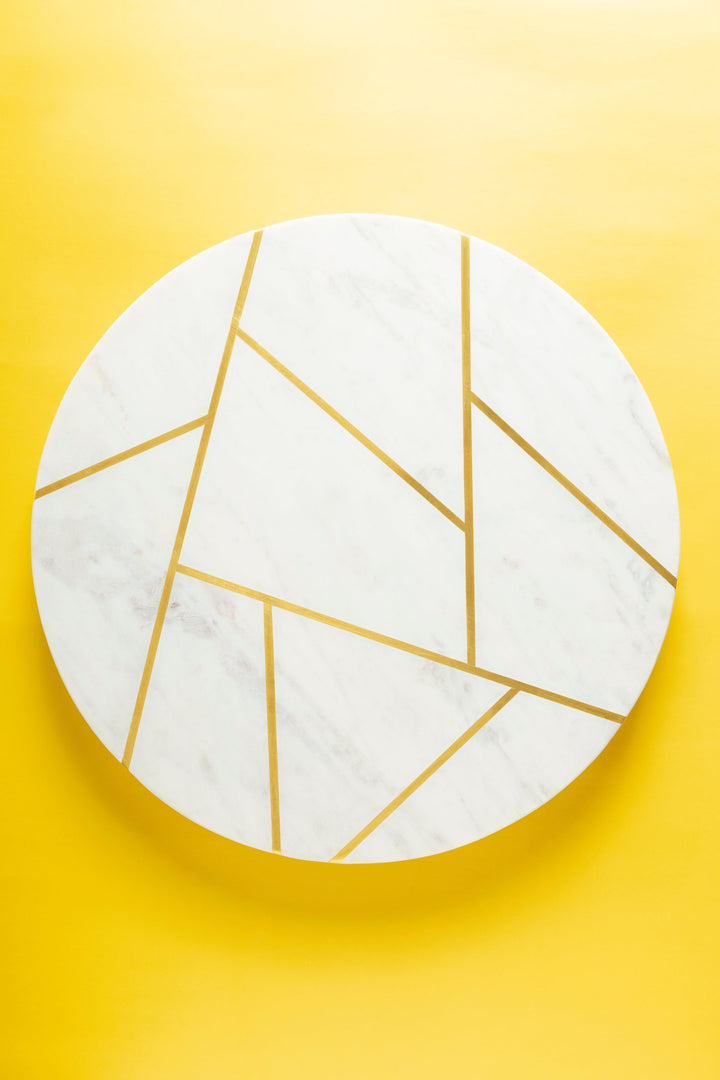 Marble and Brass Lazy Susan, 16"