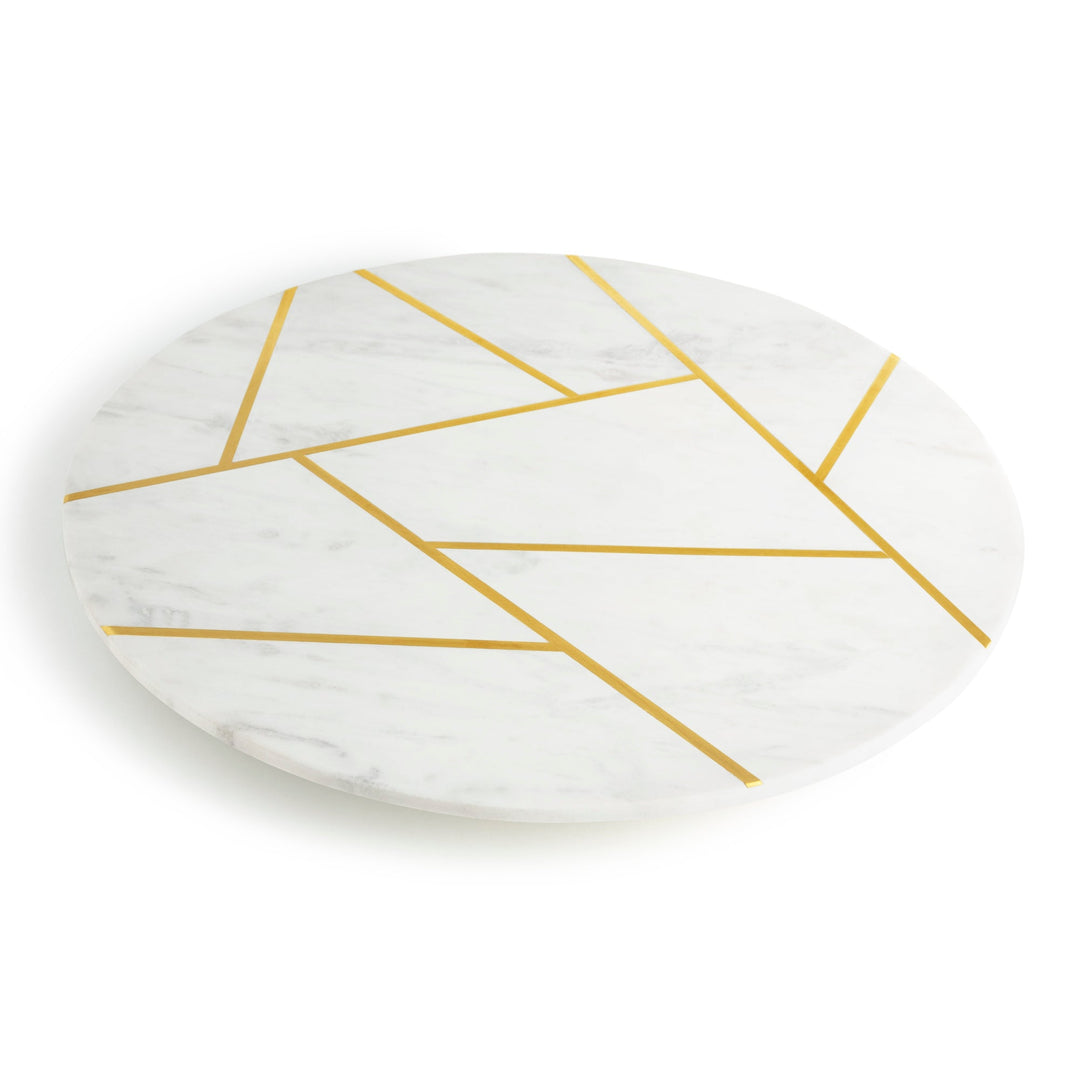 Marble and Brass Lazy Susan, 16"