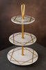 Gold-Inlay Marble 3-Tier Cake Stand