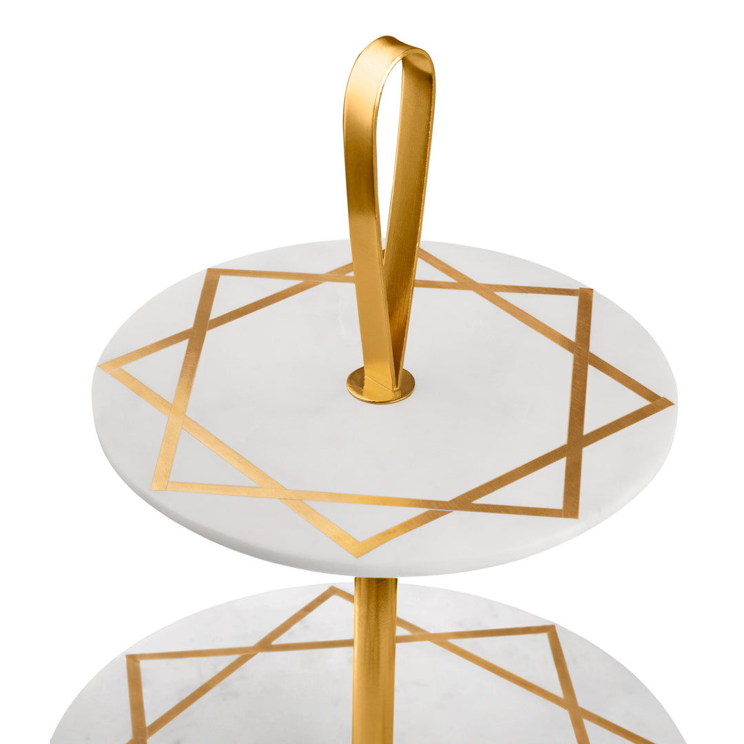 Gold-Inlay Marble 3-Tier Cake Stand