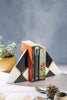 Black, Brass and White Marble Bookends, Set of 2