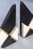 Black, Brass and White Marble Bookends, Set of 2