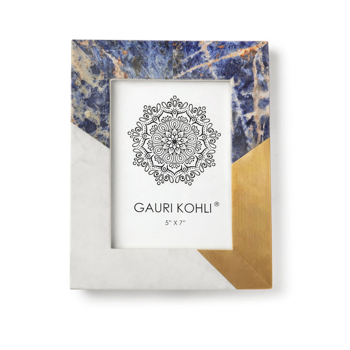 Roshan Blue Lapis & Marble Picture Frame by GAURI KOHLI