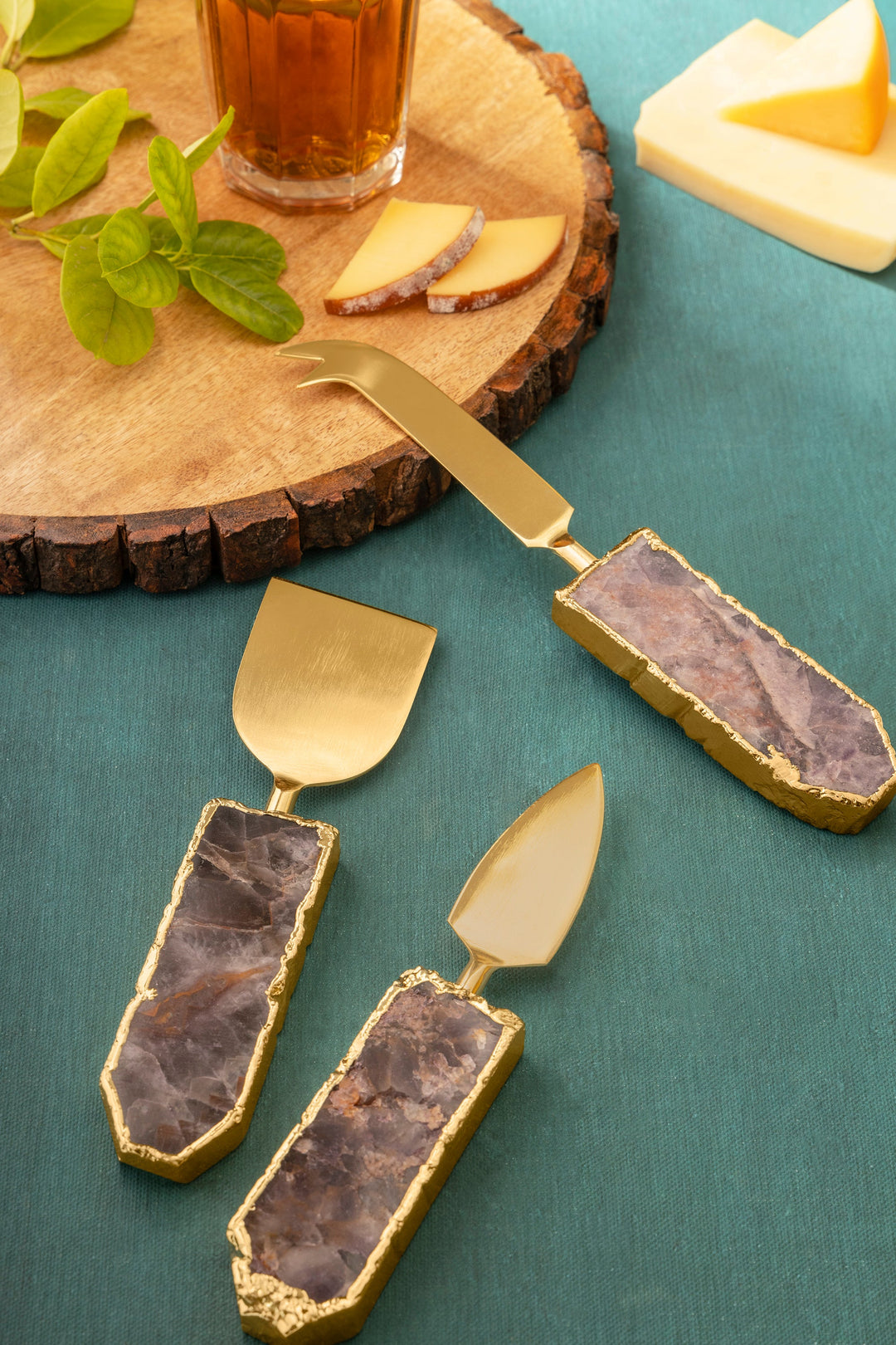 Amethyst Cheese Knives, Set of 3