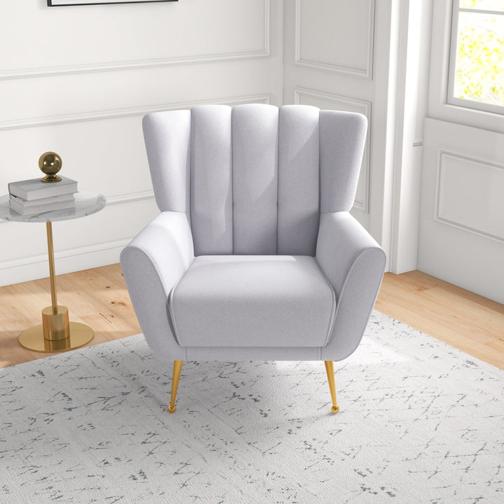 The Gianna Tufted Light Gray French Boucle Armchair