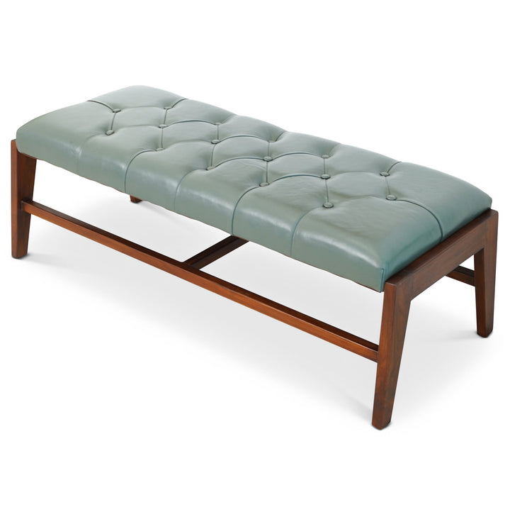 The Hera Bench With Buttons (Green Leather) Era and Style Inspired Home Décor 7