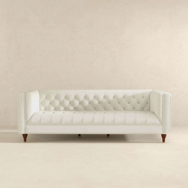 The Evelyn Mid Century Modern Beige Boucle Luxury Chesterfield Sofa Era and Style Inspired Home Décor 5