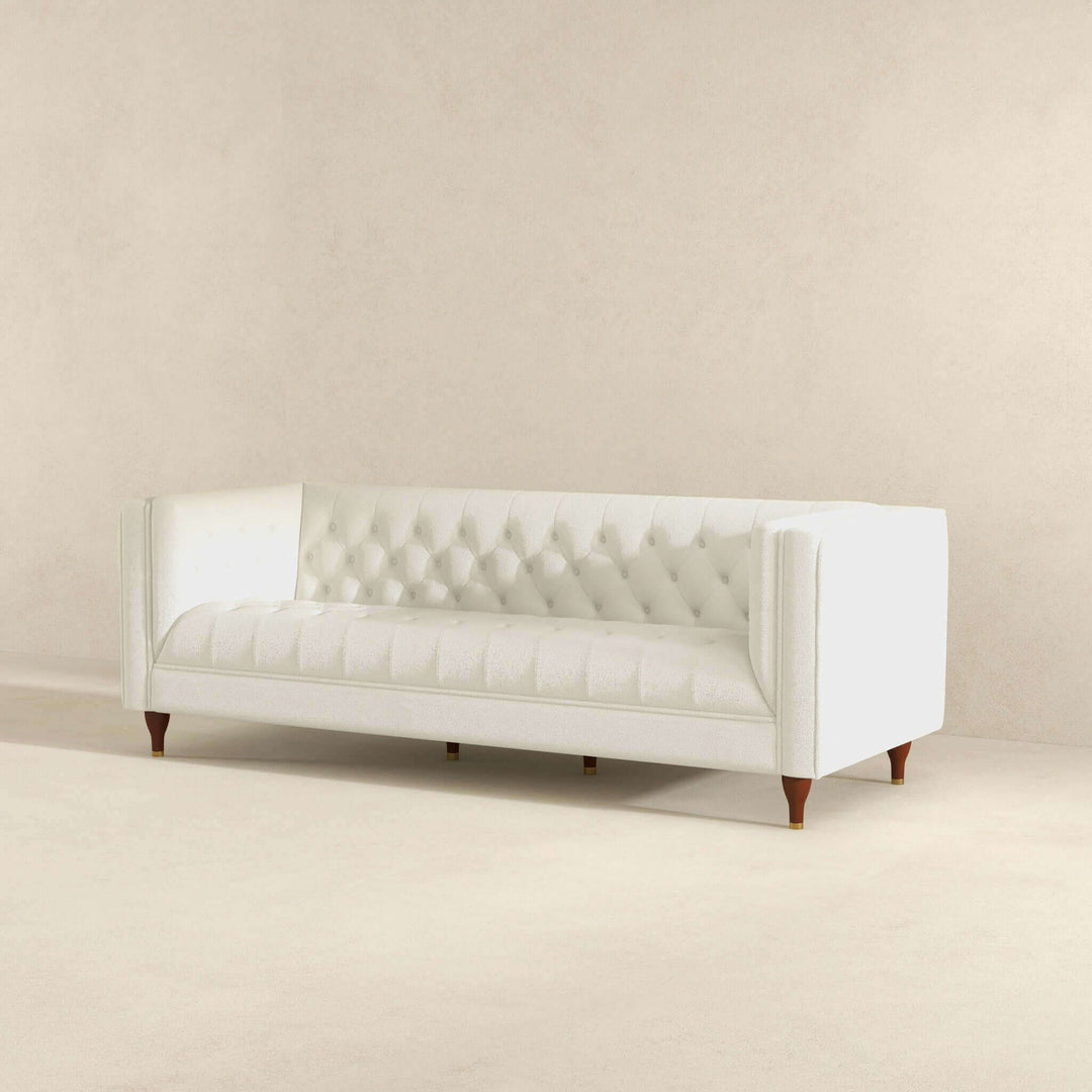 The Evelyn Mid Century Modern Beige Boucle Luxury Chesterfield Sofa Era and Style Inspired Home Décor 4