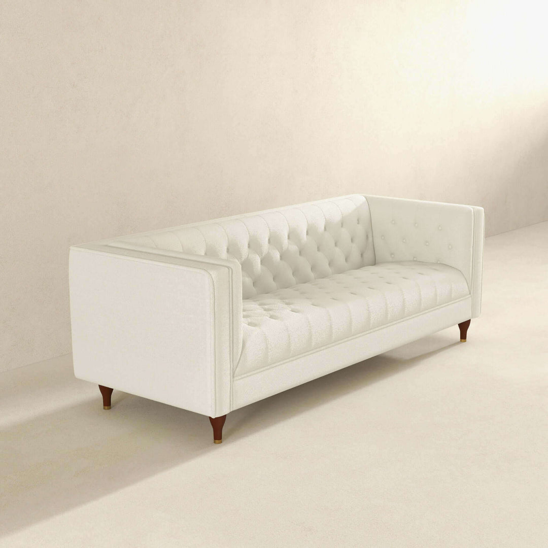 The Evelyn Mid Century Modern Beige Boucle Luxury Chesterfield Sofa Era and Style Inspired Home Décor 3