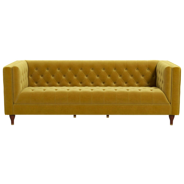 The Evelyn Mid Century Modern Yellow Velvet Luxury Chesterfield Sofa Era and Style Inspired Home Décor 2