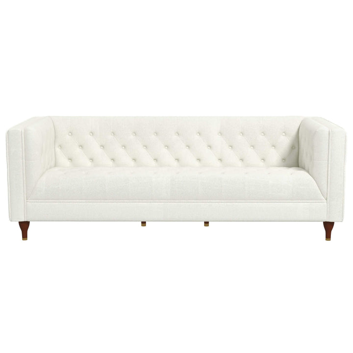 The Evelyn Mid Century Modern Beige Boucle Luxury Chesterfield Sofa Era and Style Inspired Home Décor 7