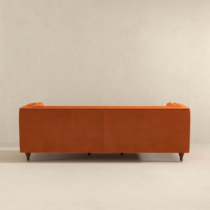 The Evelyn Mid Century Modern Burnt Orange Velvet Luxury Chesterfield Sofa Era and Style Inspired Home Décor 6