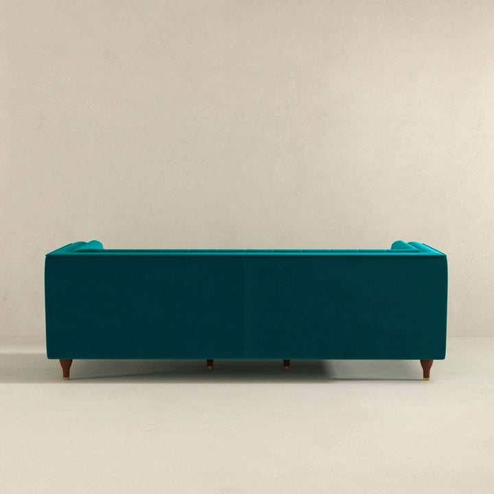 The Evelyn Mid Century Modern Teal Velvet Luxury Chesterfield Sofa Era and Style Inspired Home Décor 6