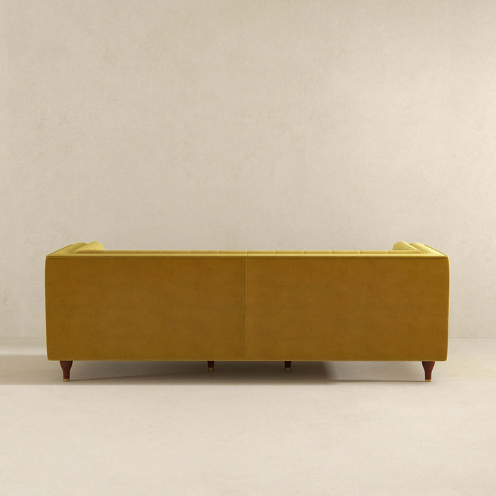 The Evelyn Mid Century Modern Yellow Velvet Luxury Chesterfield Sofa Era and Style Inspired Home Décor 7