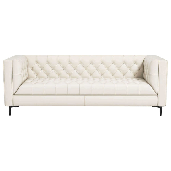 The Evelyn Mid Century Modern Cream Leather Luxury Chesterfield Sofa Era and Style Inspired Home Décor 7