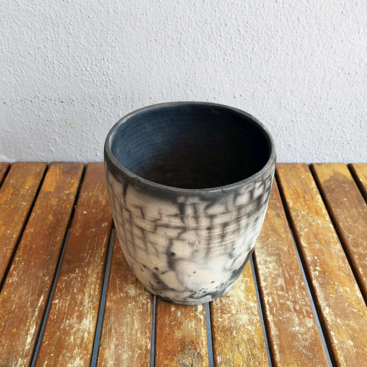 Seicho - Ceramic Raku planter pot for Indoor plants by RAAQUU