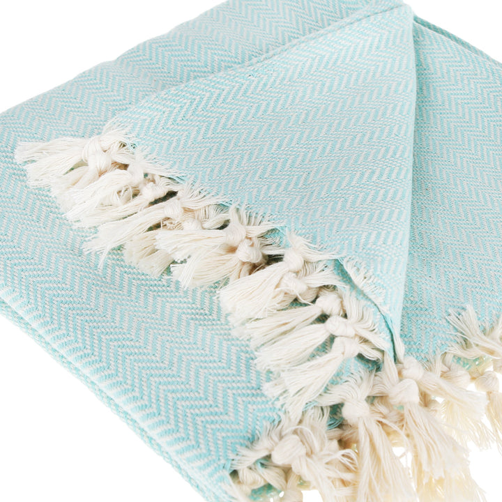 Zigzag Throw Blanket Pure Cotton 72"x50" by La'Hammam