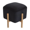 Black Velvet Solid Wood Footstool