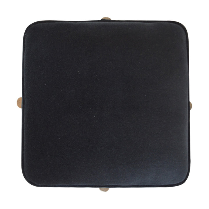 Black Velvet Solid Wood Footstool