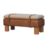 Strapped Boucle Bench Seat with Buffalo Leather Base