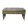 Buffalo Green Leather Ottoman with Castor Legs