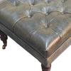 Buffalo Green Leather Ottoman with Castor Legs