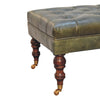 Buffalo Green Leather Ottoman with Castor Legs