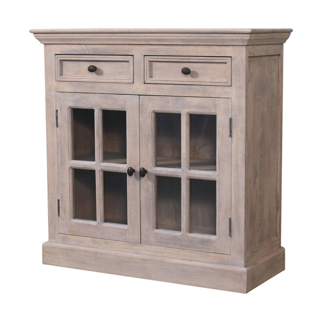 Stone Finish Cabinet with Glazed Doors