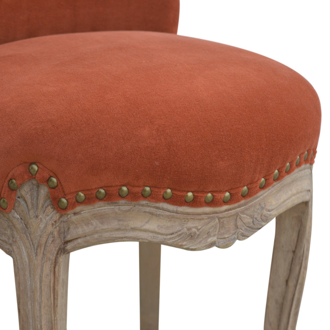 Brick Red Velvet Studded Chair