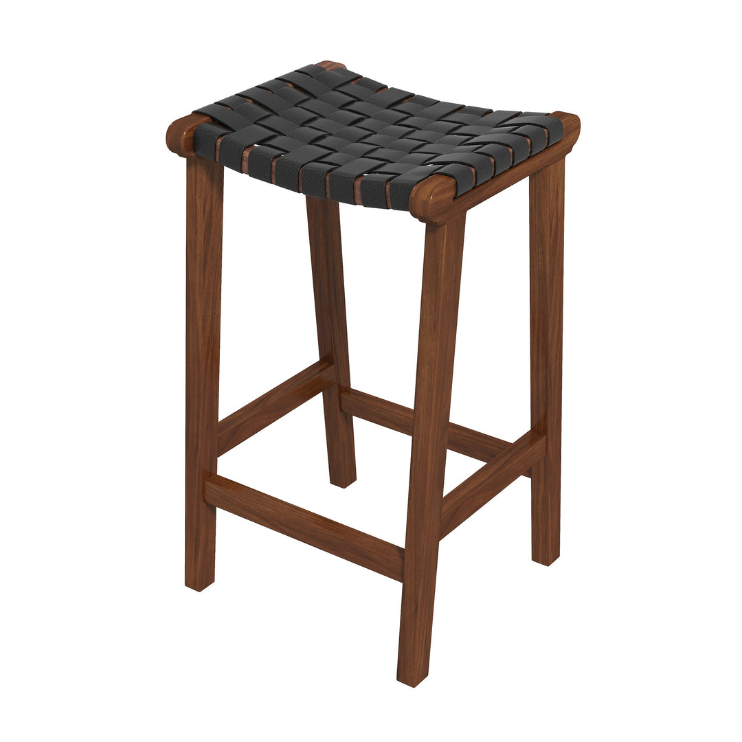 The James Mid-Century Modern Genuine Black Leather 24.5" Counter Stool Era and Style Inspired Home Décor 1