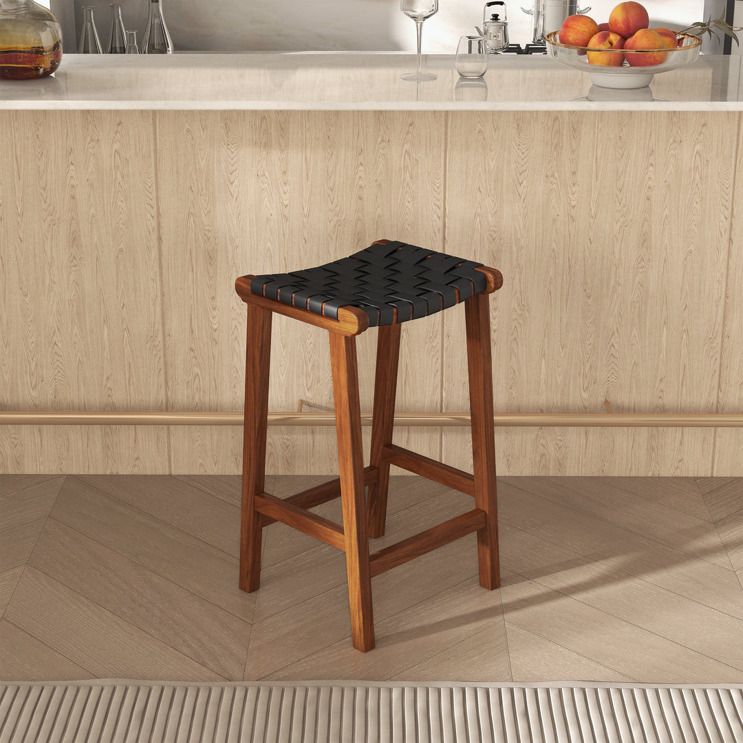 The James Mid-Century Modern Genuine Black Leather 24.5" Counter Stool Era and Style Inspired Home Décor 3